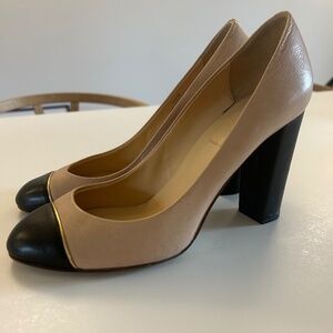 COPY - J Crew Italian Leather Two-Toned Cream/Black 3.5" High heel - Size 7.5